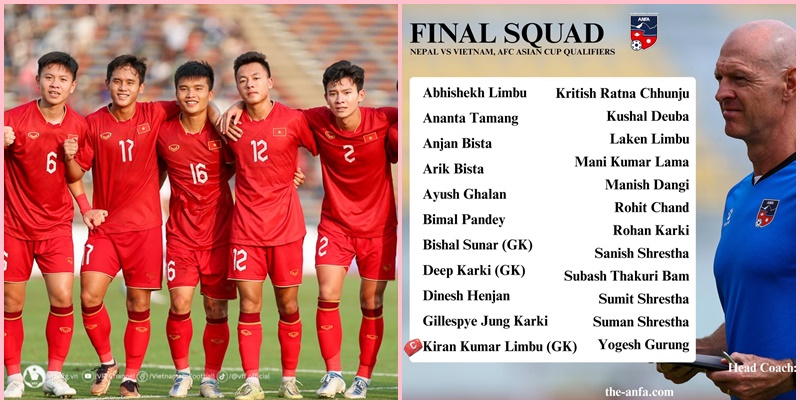 Nepal chốt danh sách đến 23 cầu thủ đấu U23 Việt Nam